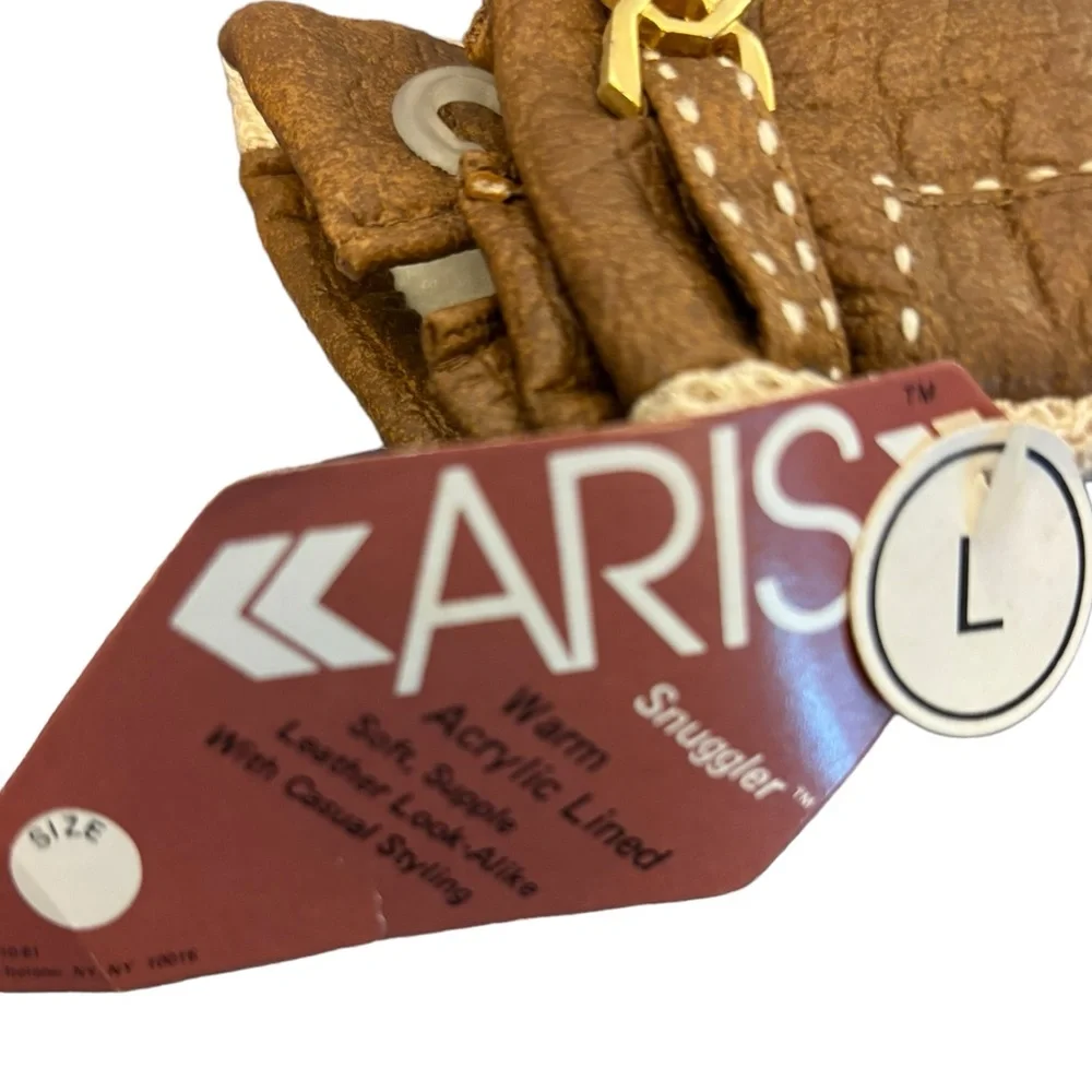 Aris‎ Women’s Brown and Tan Snuggler Gloves Size Large